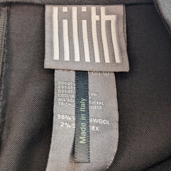 Lilith Paris Black Virgin Wool Pleated Mini Skirt with Integrated Belt - Picture 3 of 6